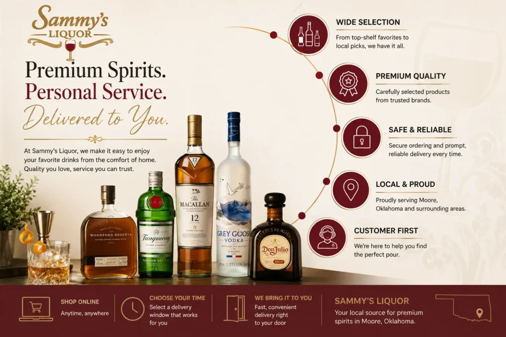 Premium spirits selection from Sammy's Liquor in Moore, Oklahoma